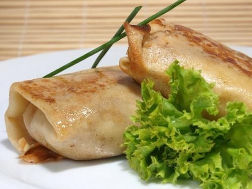 блинчики с грибами и курицей
