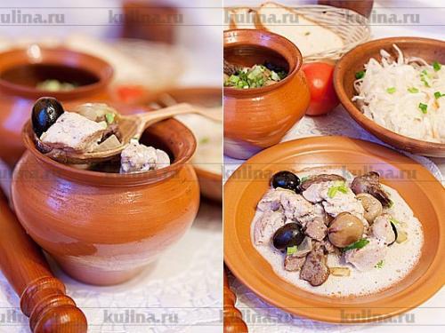 куриное рагу в горшочках