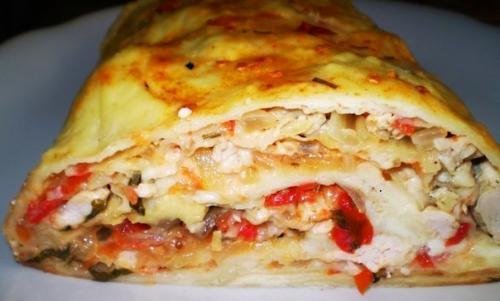 рулет из лаваша с куриным мясом