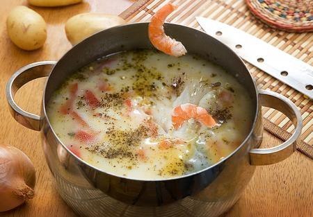 как приготовить сырный суп с креветками